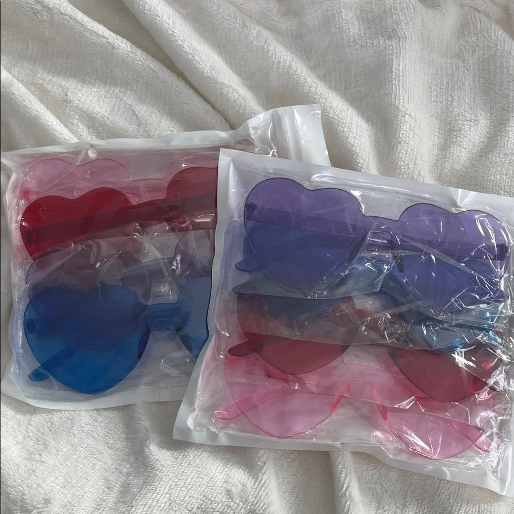 Heart-Shaped Sunglasses Set of 8  - Red, Blue, Purple, Pink nwt